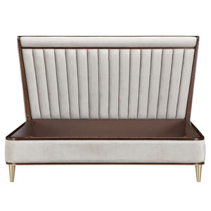 Houston - Eastern King Channel Tufted Panel Bed - Porcini / Walnut