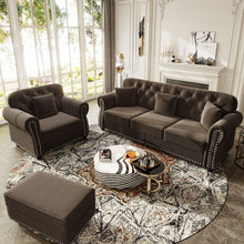 Load image into Gallery viewer, Upholstered Sofa Set With Nailhead Trim And Rolled Armrests, Includes Pillows
