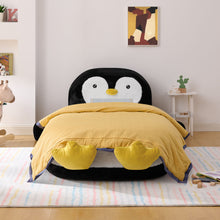 Load image into Gallery viewer, Twin Size Penguin Shaped Bed, Lounger Chair For Kids Bedroom - White / Black

