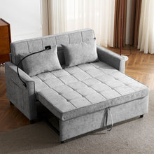 Load image into Gallery viewer, Pull-Out Sleeper Sofa With Reversible Backrest Cushion, Side Pockets, 2 USB Ports And A Phone Holder For Living Room
