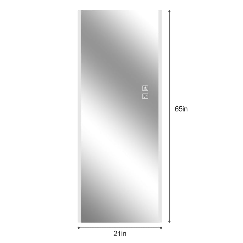Round Lighted Frameless Full Length Hanging Mirror - Silver