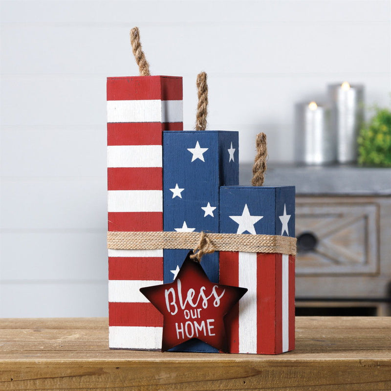 Bless Our Home Tabletop Sign - Red / White / Blue