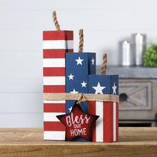 Load image into Gallery viewer, Bless Our Home Tabletop Sign - Red / White / Blue
