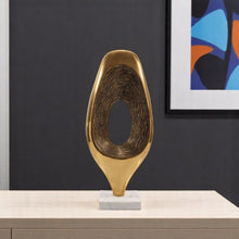 Load image into Gallery viewer, Marble Abstract Tabletop Sculpture (628143) - Gold / White
