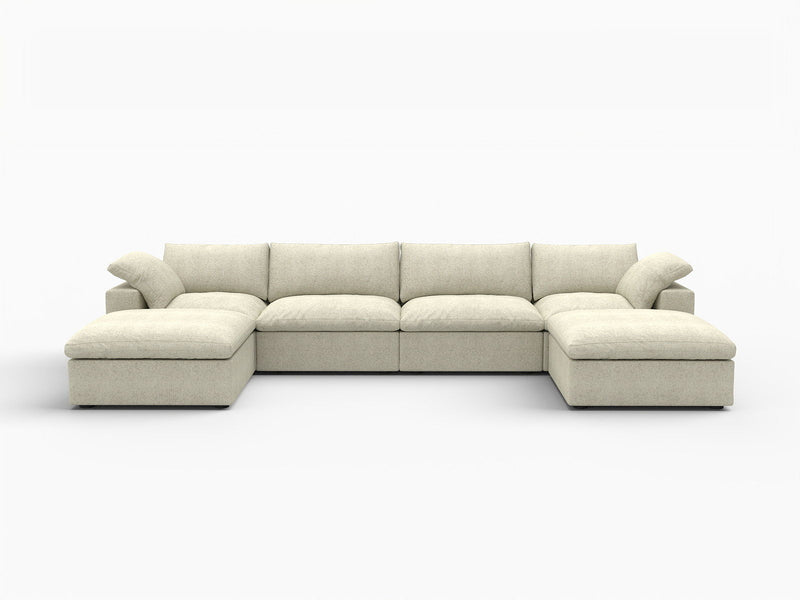 Blend Modular U Shaped Six Piece Sofa Chaise Sectional - Khaki