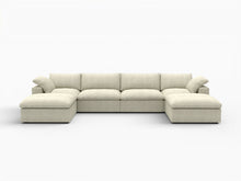 Load image into Gallery viewer, Blend Modular U Shaped Six Piece Sofa Chaise Sectional - Khaki

