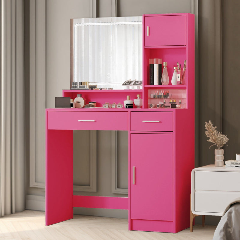 Wood Lighted Two Drawer Dresser - Pink