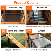 Load image into Gallery viewer, Chicken Coop, Large Outdoor Hen House &amp; Run And Nesting Box Poultry Cage, Rabbit Hutch - Brown / Black
