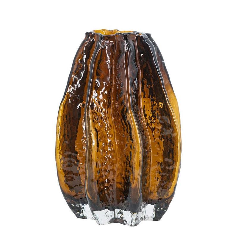 Textured Wavy Table Vase - Burnt Umber / Burnt Umber