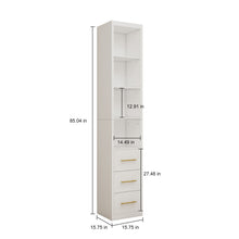 Load image into Gallery viewer, Rectangular Side Storage Cabinet With 3 Drawers For Bedroom - White
