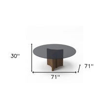 Load image into Gallery viewer, 71" Smoky And Rounded Glass And Solid Manufactured Wood Pedestal Base Dining Table - Clear
