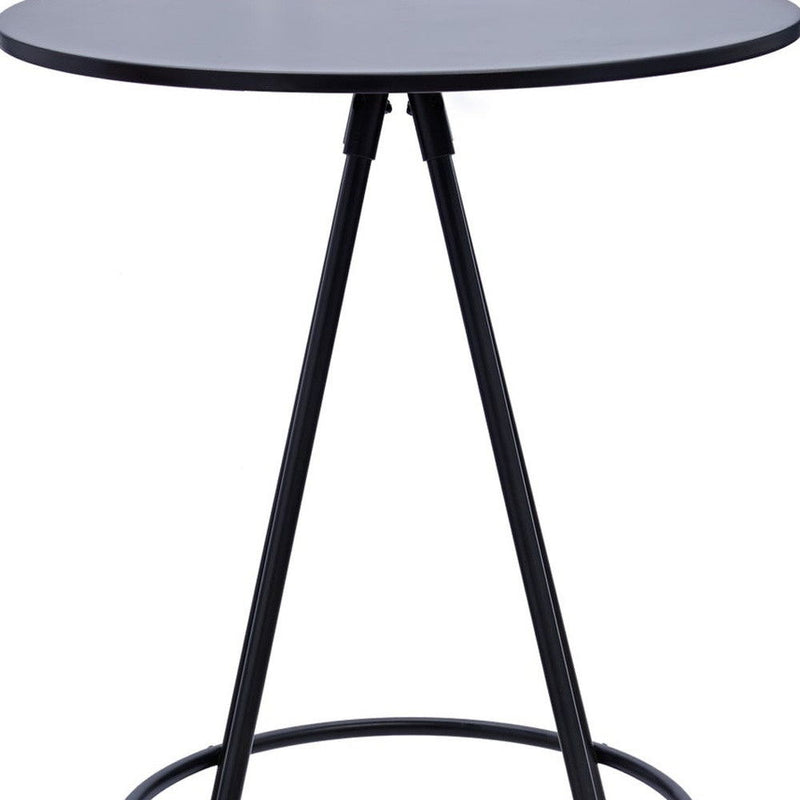 31" Rounded Wood And Iron Bar Table - Black