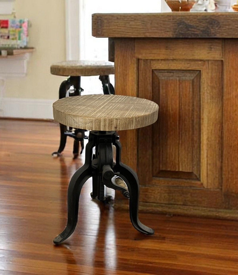 24" Iron Backless Counter Height Bar Chair - Brown / Black