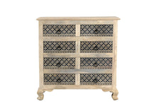 Load image into Gallery viewer, Carved Geometric Solid Wood Eight Drawer Dresser - White
