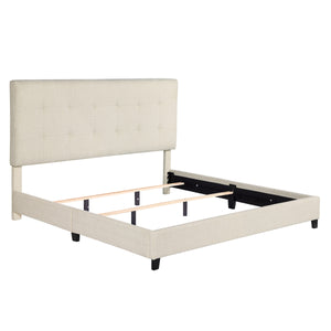 Bridgevine Home King Size Beige Tufted Upholstered Platform Bed