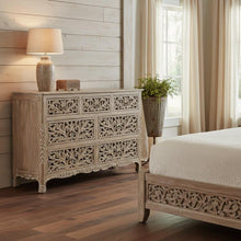 Load image into Gallery viewer, Solid Wood Seven Drawer Dresser - Light Brown
