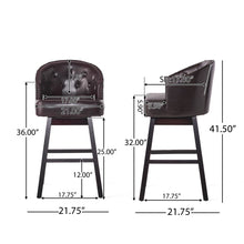 Load image into Gallery viewer, Mellifluous - 360 Degree Swivel Bar Stool With Stunning Nailhead Trim, (Set of 2)
