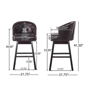 Mellifluous - 360 Degree Swivel Bar Stool With Stunning Nailhead Trim, (Set of 2)