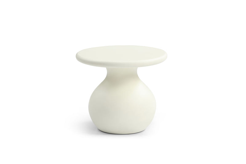 Fiber Glass Round Curvaceous Pedestal End Table - Beige