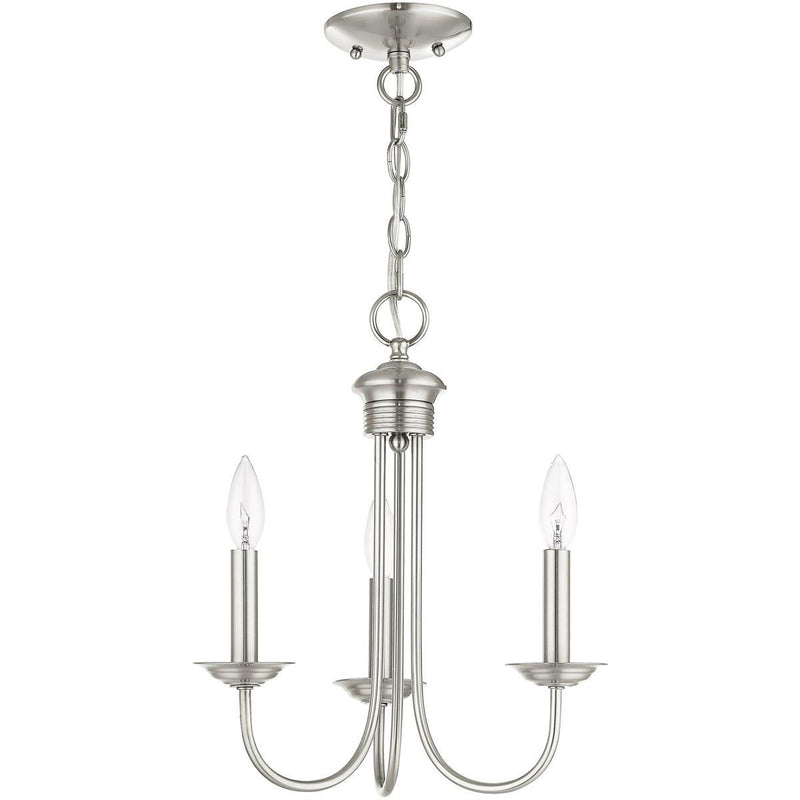 16" Three Light Dimmable Chandelier With Shades - Nickel