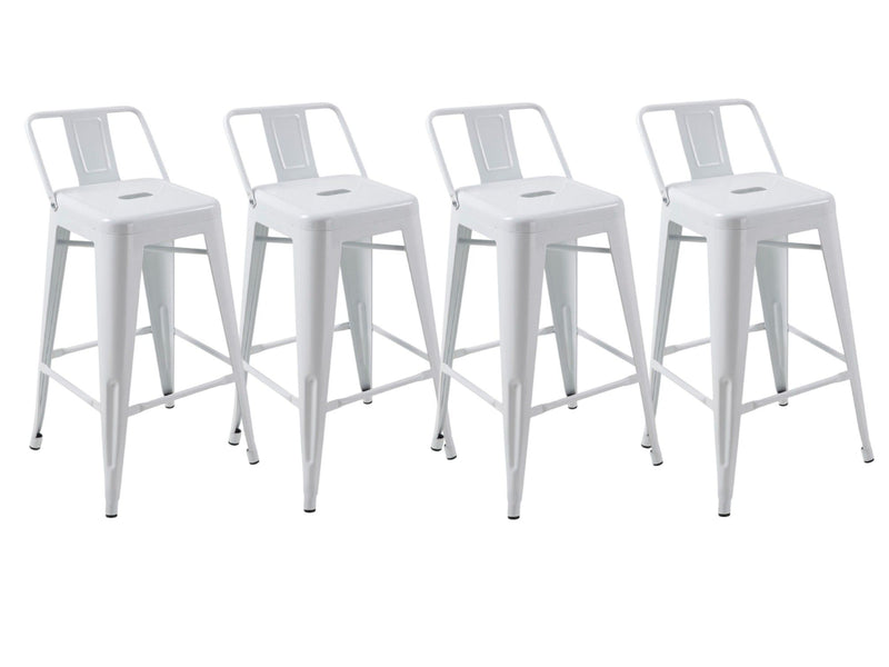 Metal Low Back Counter Height Bar Chairs (Set of 4) - White