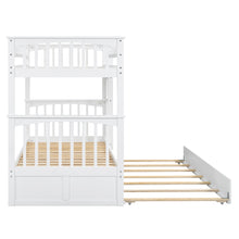 Load image into Gallery viewer, Twin over Twin Bunk Bed with Twin Size Trundle, Convertible Beds, White
