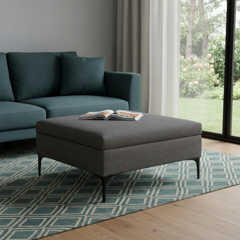 Modern Upholstery Storage Ottoman - Black / Slate Gray