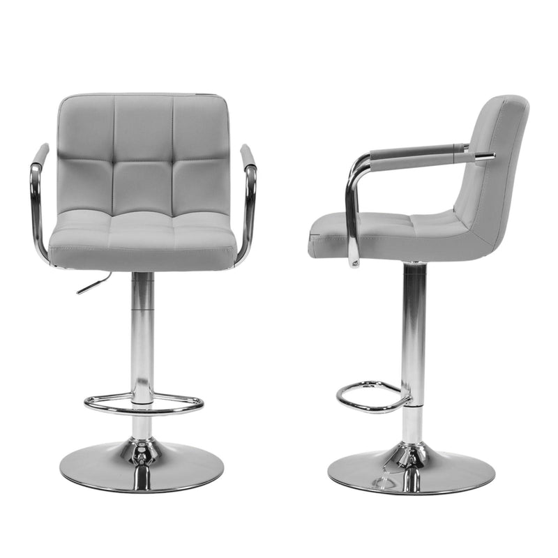 Faux Leather Swivel Bar Chairs (Set of 2) (745413) - Gray / Silver