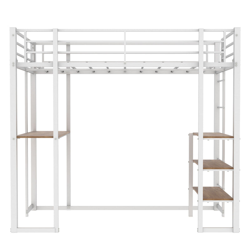 Bunk Bed With L-Shaped Desk And Dual Side Stairs
