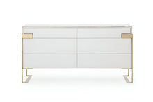 Load image into Gallery viewer, Solid And Manufactured Wood Six Drawer Dresser - White Champagne Gold
