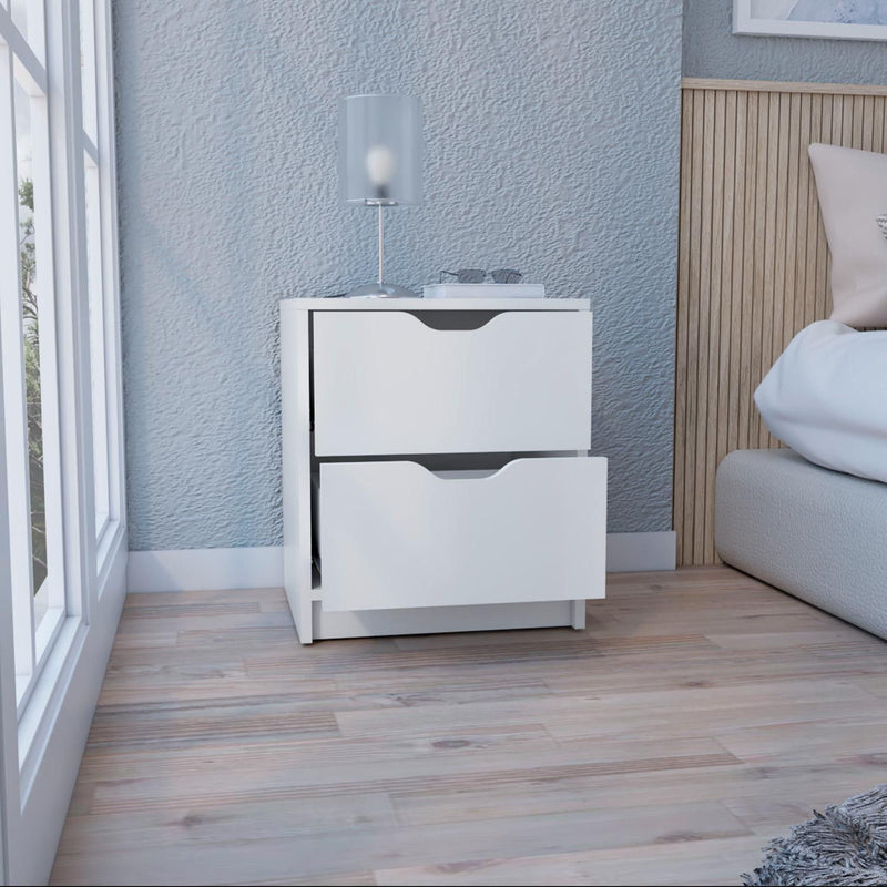 Wood Two Drawer Nightstand (518165) - White