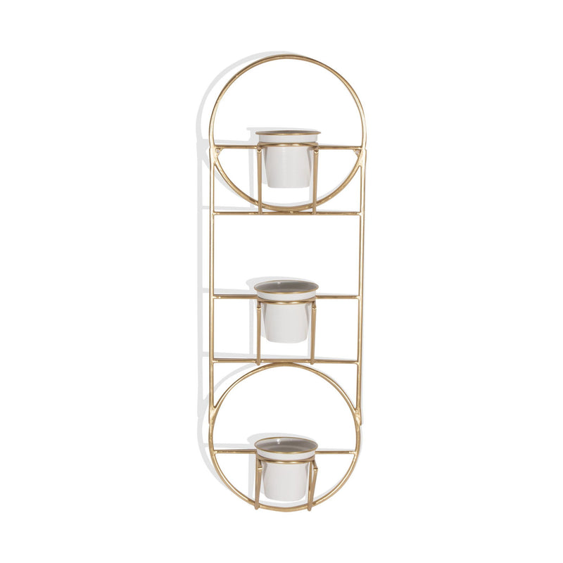 Oval Wall Planter - Gold / White