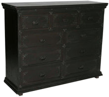 Load image into Gallery viewer, 60" Carved Scrollwork Solid Wood Nine Drawer Double Dresser - Dark Brown
