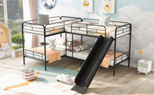 Load image into Gallery viewer, Twin Size L-Shaped Bunk Bed with Slide and Ladder, Black(OLD SKU:GX000615AAB)
