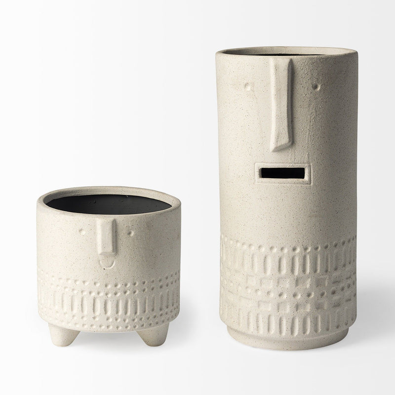 Abstract Cylinder Table Vase (397503) - White