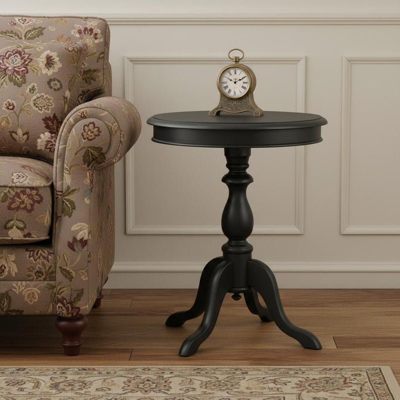 25" Manufactured Wood Round End Table - Black
