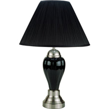 Load image into Gallery viewer, Ceramic Urn Table Lamp With Black Empire Shade - Black And Silver
