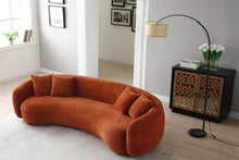 Load image into Gallery viewer, 102&#39;&#39; 5-Seater Boucle Sofa Modern Sectional Half Moon Leisure Couch Curved Sofa Teddy Fleece Orange
