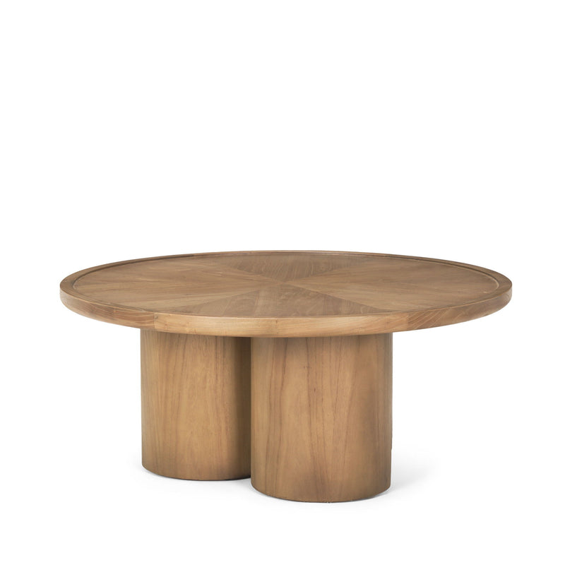 39" Solid Wood Round Pedestal Coffee Table - Natural