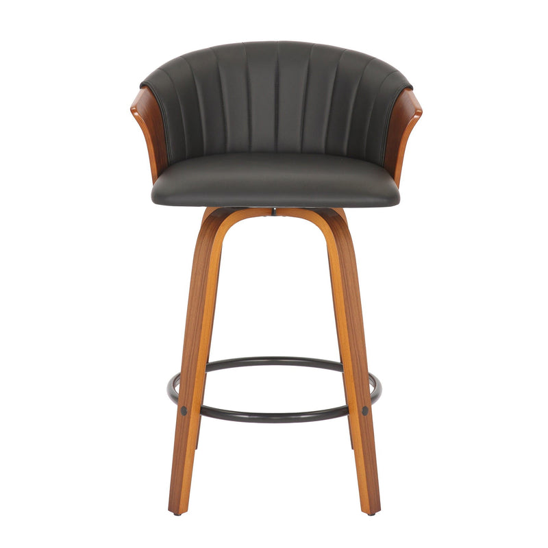 Faux Leather And Metal Low Back Counter Height Bar Chairs (Set of 2) - Black And Brown