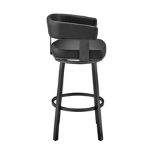 Load image into Gallery viewer, Faux Leather Swivel Low Back Counter Height Bar Chair - Black
