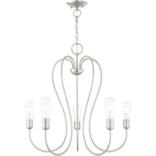 Load image into Gallery viewer, 25" Five Light Dimmable Chandelier With Shades - Nickel
