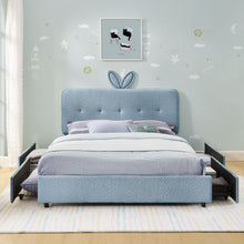Load image into Gallery viewer, Upholstered Bed With Oversized Rabbit Ear Headboard, LED Lights &amp; 4 Storage Drawers
