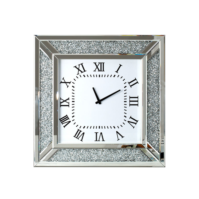 Silent Analog Square Wall Clock - Silver