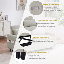 Load image into Gallery viewer, 55.1&quot; Pull Out Sleep Sofa Bed Loveseats Sofa Couch with Adjsutable Backrest, Storage Pockets, 2 Soft Pillows, USB Ports for Living Room, Bedroom, Apartment, Office, Beige (Old SKU WF307821AAA)
