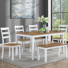 Load image into Gallery viewer, 6 Piece Dining Set Table With 4 Side Chairs And Bench - Light Brown / White
