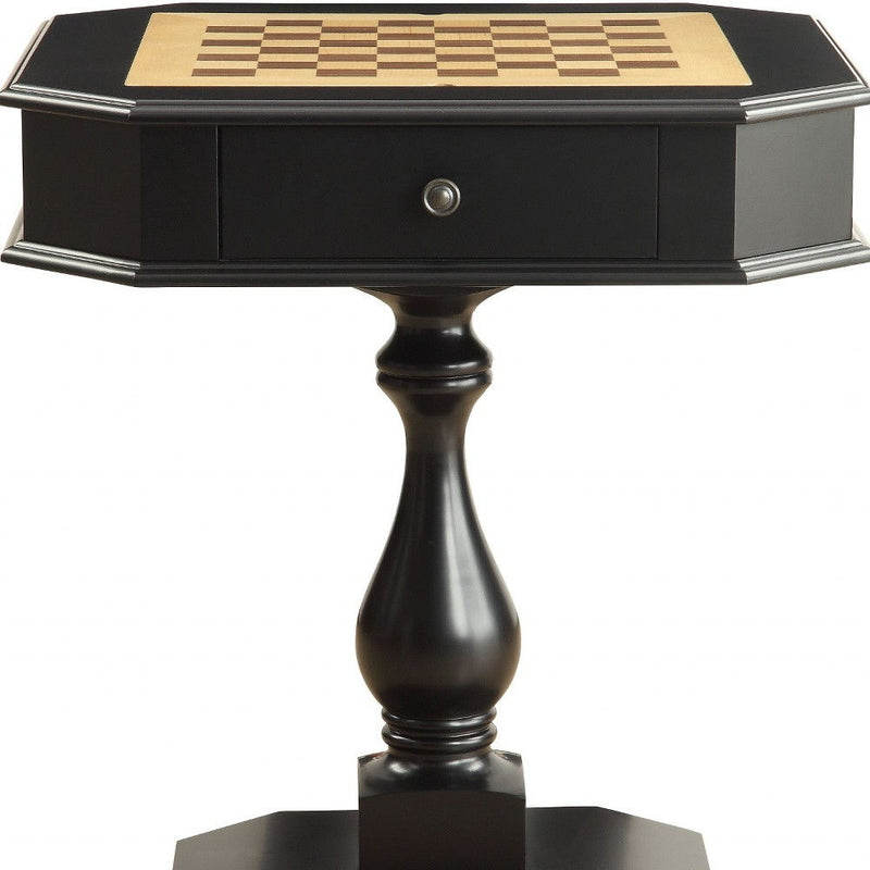 Octagon Pedestal Console Table And Drawers - Black