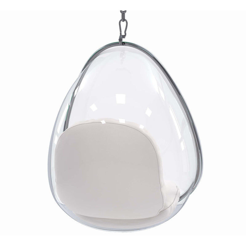 Acrylic And Faux Leather Oval Balloon Chair - White And Silver