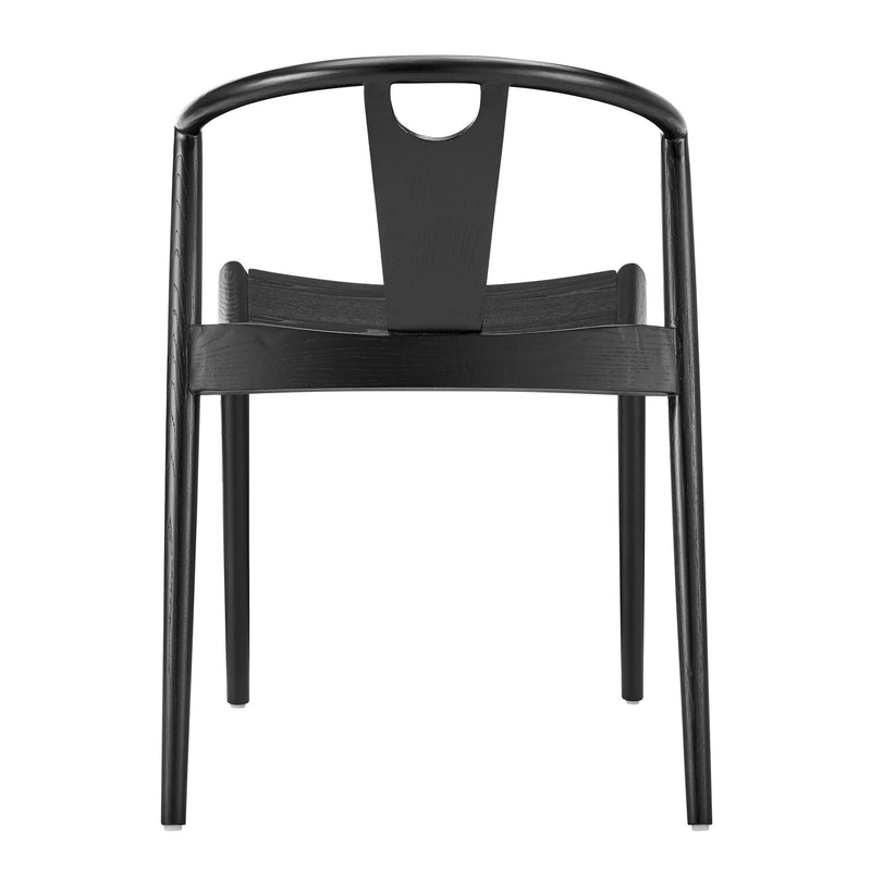 Solid Wood Open Back Dining Side Chair - Black