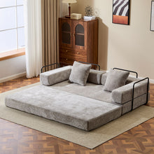 Load image into Gallery viewer, Convertible Floor Sofa Bed With Pillow Back Support Armrest
